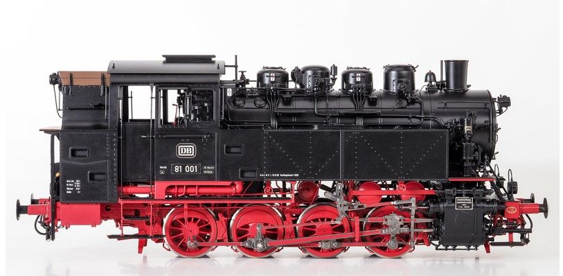 FineScale! Messingmodell, Bw Rheine, DB-Keks am Führerhaus, 1959, 2x DRG- + 1x DB-Hella Lampe, ohne Rauchkammer-Zentralverschluß, mit Glocke hinter Schlot, Generator seitlicht liegend, mit Holz-Kohlenkastenaufsatz, Wasserkasten teilweise geschweißt